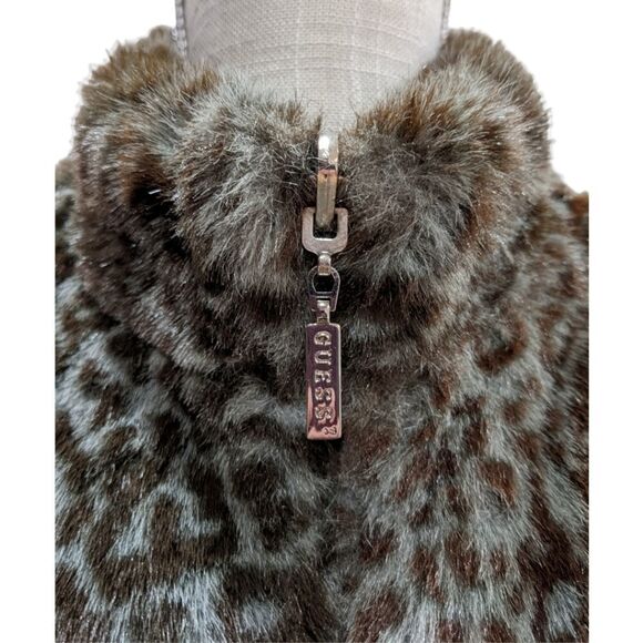 Guess Women's Reversible Full Zip Vest Black & Animal Print Faux Fur Size M - Picture 10 of 13
